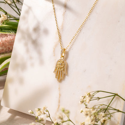 Serenity smykke i forgylt 925 sølv med zirkonia og hamsa, bilde 4 av 6