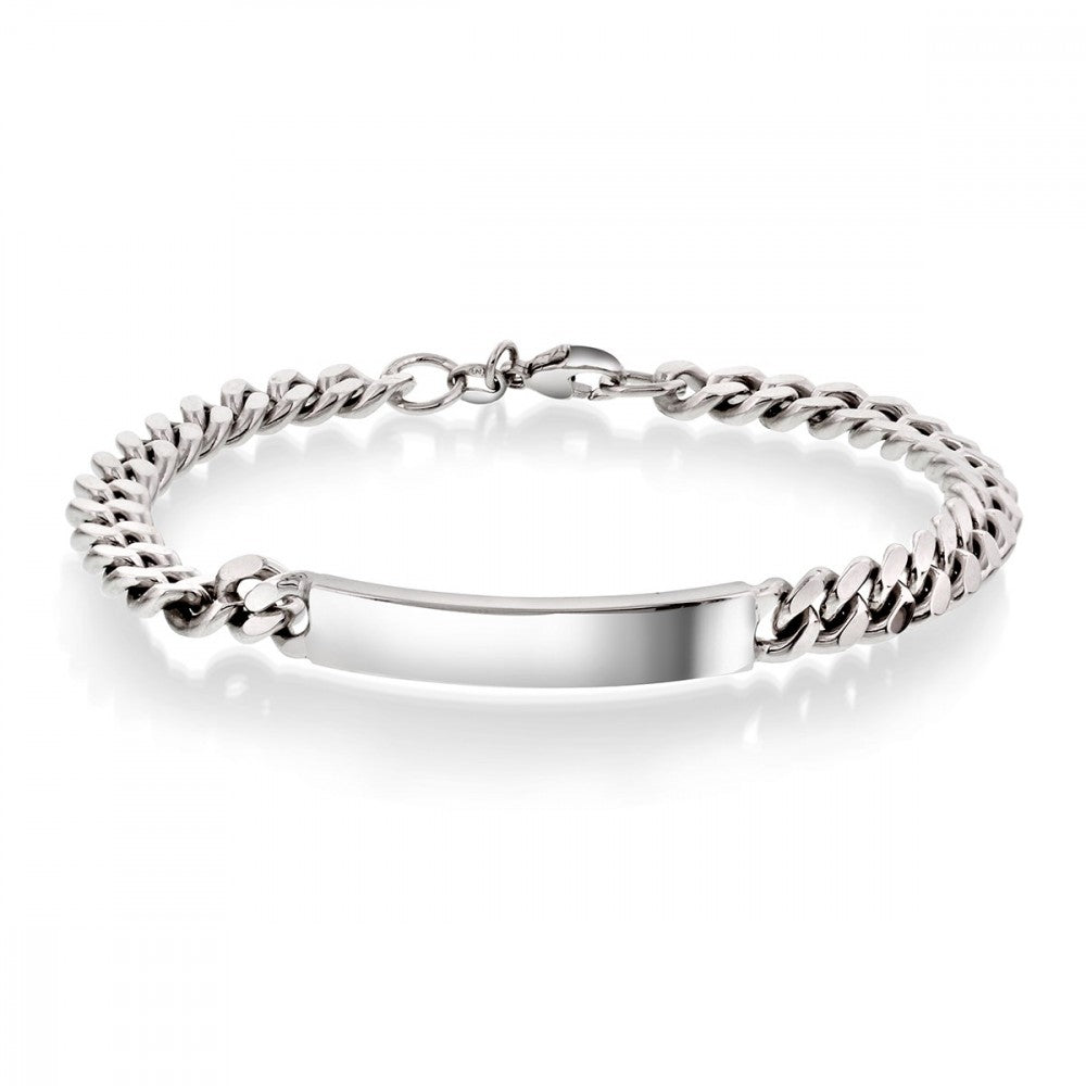 Panser ID-armbånd i rhodinert sølv 7 mm, 21 cm