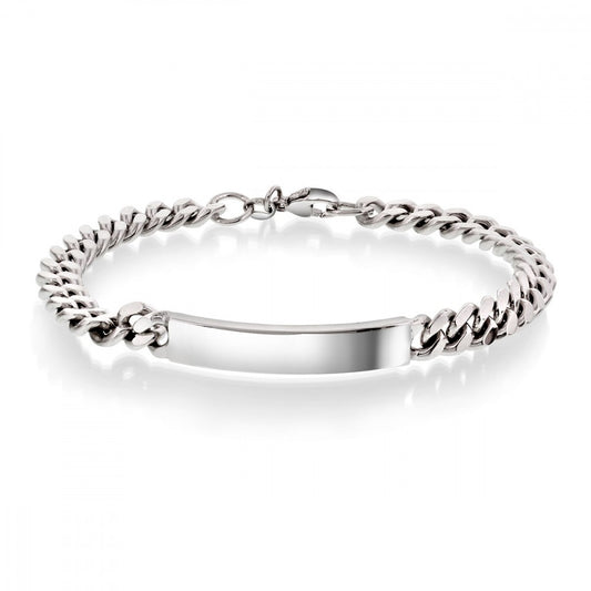 Panser ID-armbånd i rhodinert sølv 7 mm, 21 cm