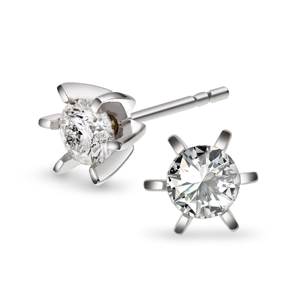 Superstar øredobber i 14 karat hvitt gull med diamant 0,60 ct