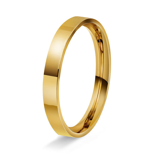Ring i 14 karat gult gull, innvendig rektangulær og buet, bilde 1 av 6