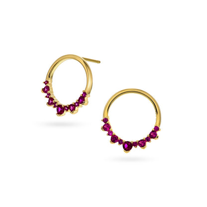 Glam øredobber i forgylt sølv med rosa zirkonia, 15 mm, bilde 1 av 3