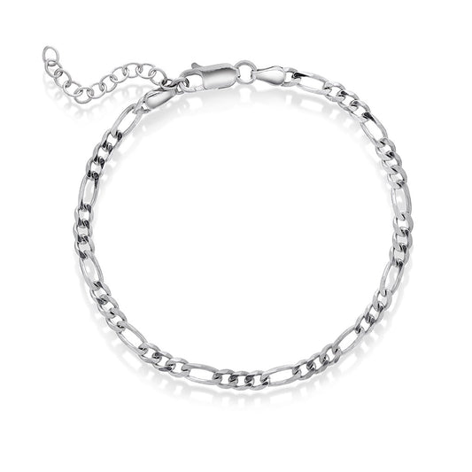 Figaro armbånd i rhodinert 925 sølv 3,5 mm, 16 cm