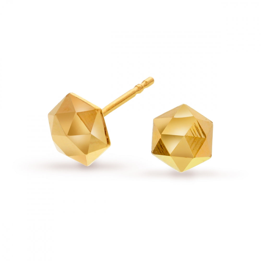 Øredobber i gult gull, hexagon 5 mm
