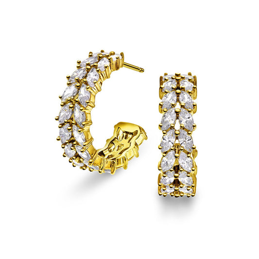 Glam øredobber i forgylt sølv med zirkonia, Crown, 23 mm, bilde 1 av 3
