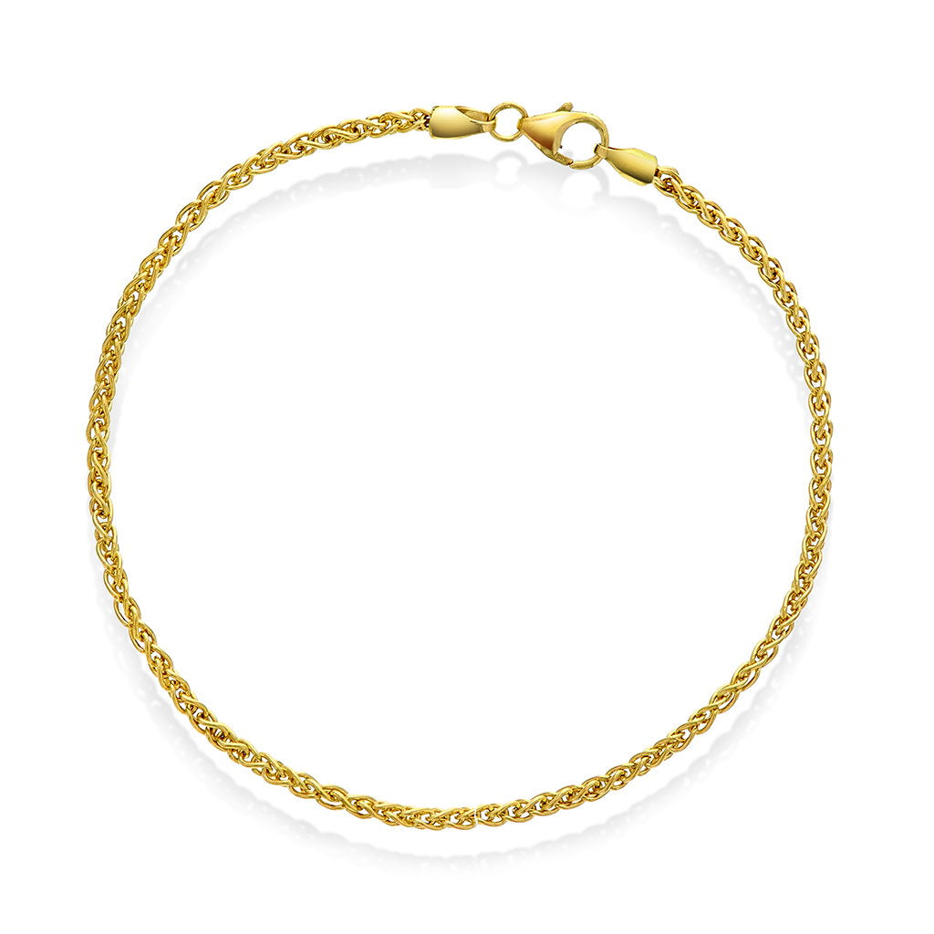 Hvete armbånd i 14 karat gult gull 2,1 mm, 19 cm, bilde 1 av 3