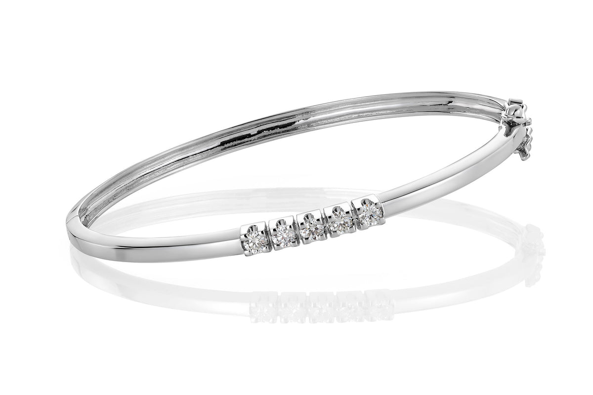 Armring i 585 gull med 5 diamanter 0,35 ct GTW/SI, bilde 2 av 2
