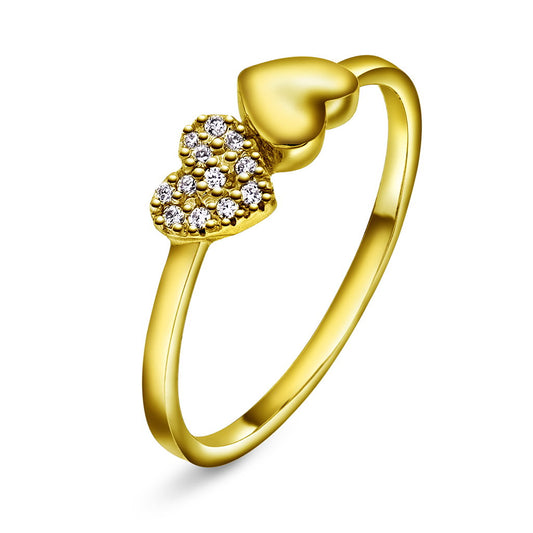 Twinkle hearts ring i forgylt sølv med zirkonia, bilde 1 av 3