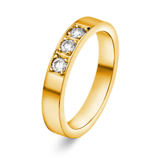 Delta ring i 14 karat gult gull med diamant 0,21 ct, 3,5 mm