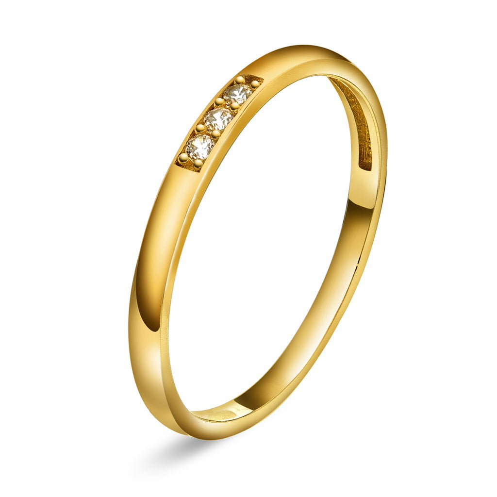 Ring i 14 karat gult gull med zirkonia, 2 mm, bilde 1 av 2