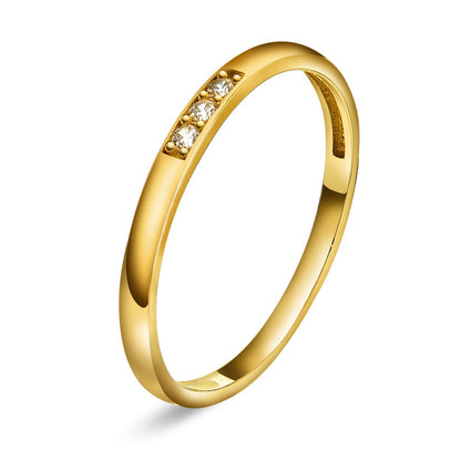 Ring i 14 karat gult gull med zirkonia, 2 mm, bilde 1 av 2