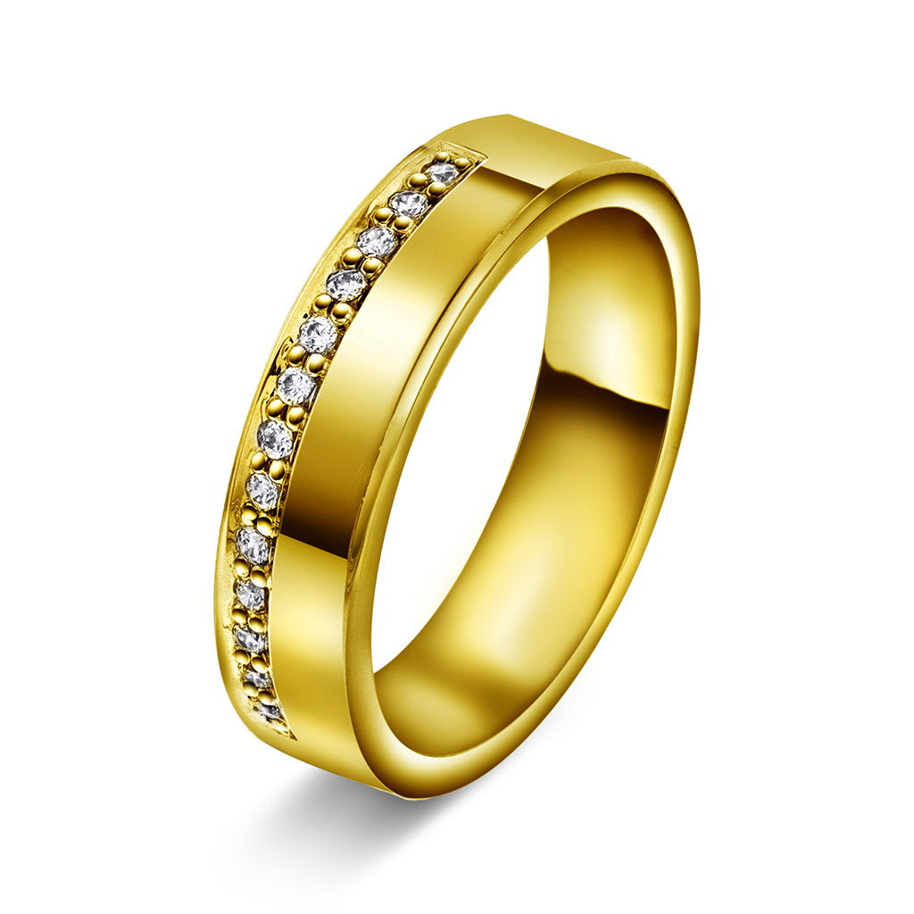 Forever giftering i 14 karat gull med diamant 0,14 ct, 5 mm, bilde 1 av 2
