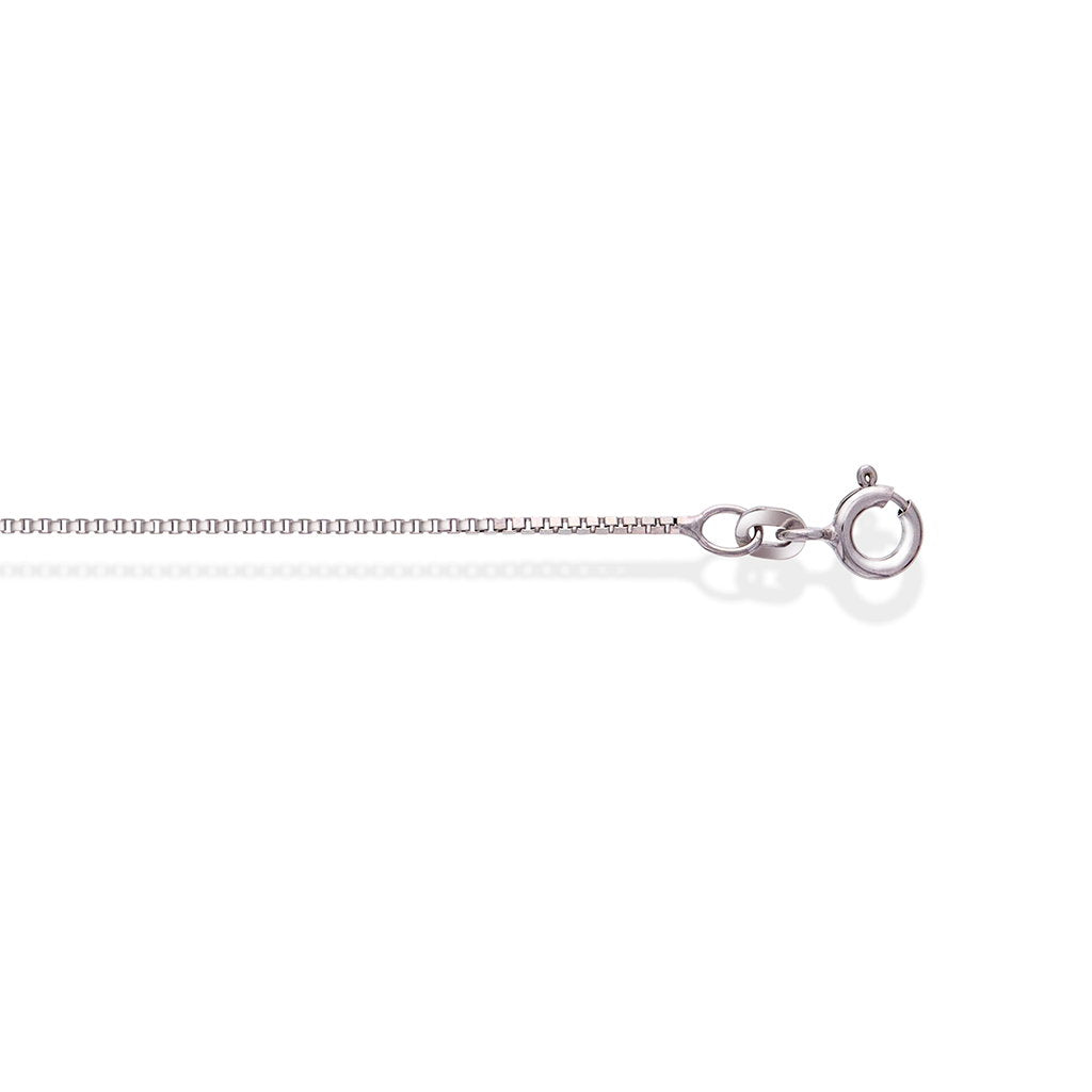 Veneziansk halskjede i 585 hvitt gull 1 mm, 38 cm
