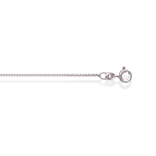 Veneziansk halskjede i 585 hvitt gull 1 mm, 38 cm