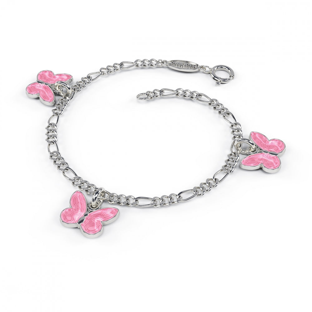 Charms-armbånd i 925 sølv med tre sommerfugler i glassemalje, bilde 6 av 9
