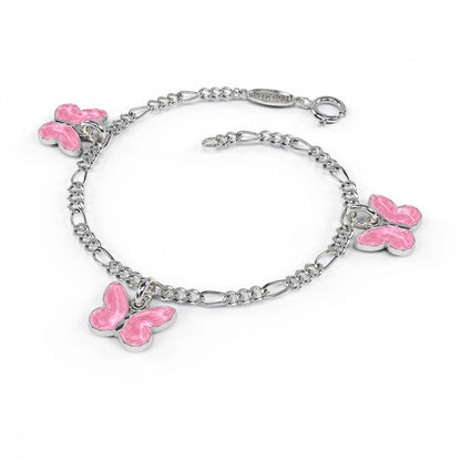 Charms-armbånd i 925 sølv med tre sommerfugler i glassemalje, bilde 6 av 9