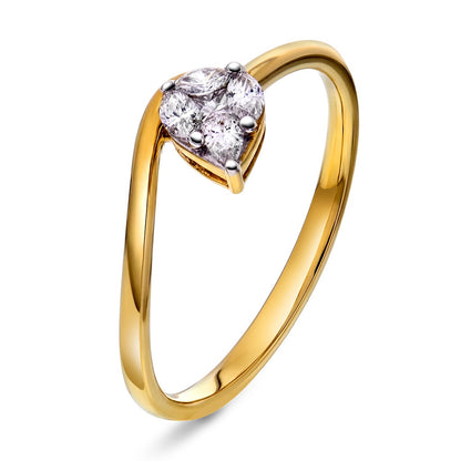 Ring i gull med diamant 0,15 ct, dråpeform, bilde 1 av 2