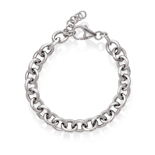 Armbånd i rhodinert sølv, rund Anker 8,7 mm, 18 cm
