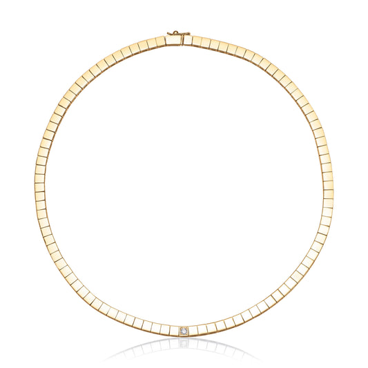 Allianse collie halskjede i 585 gult gull med diamant 0,1 ct, 42 cm