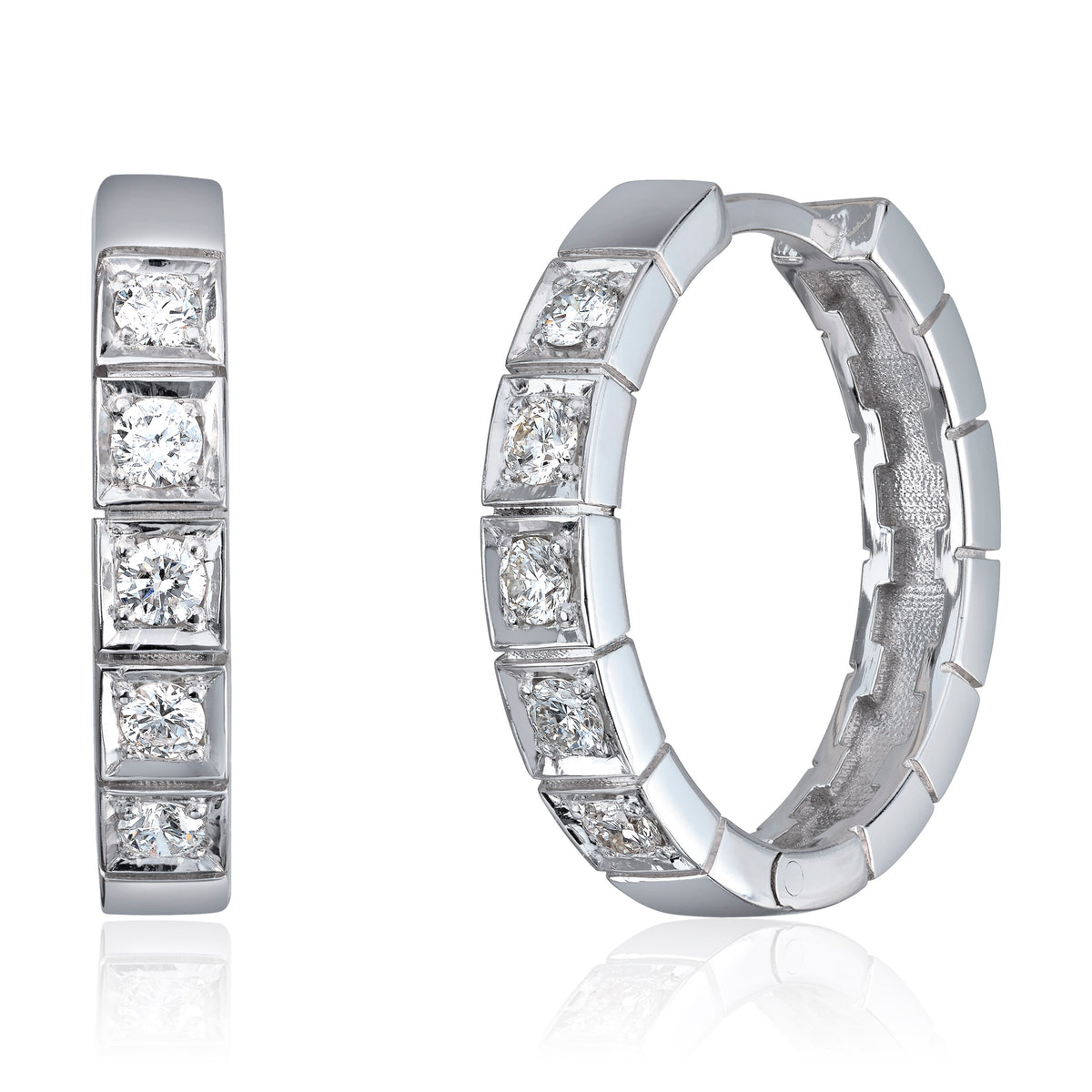 Øredobber i 585 gull med diamant 1,00 ct GTW/SI, bilde 2 av 2