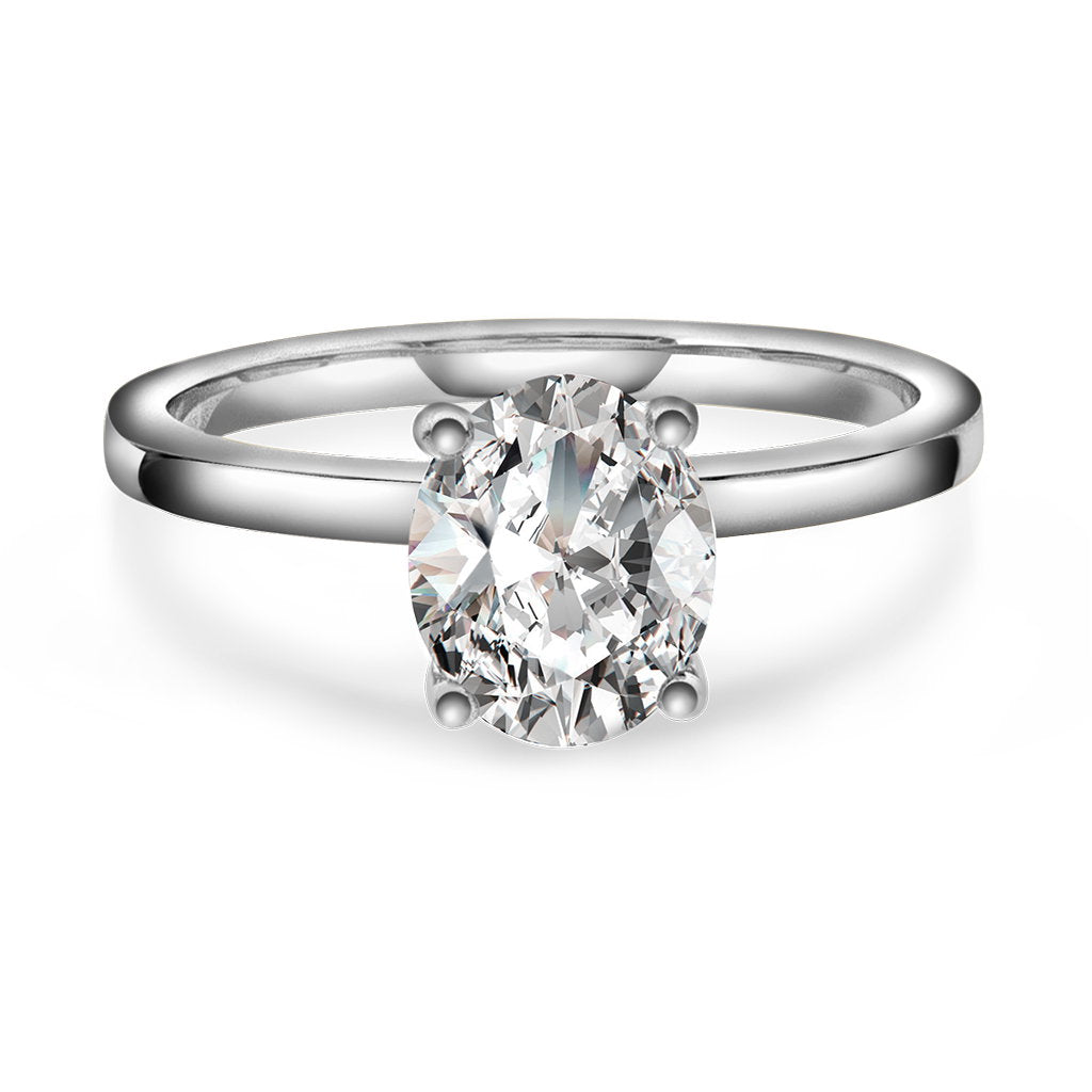 Gems ring i 14 karat hvitt gull med LAB-diamant 2,50 ct, 9 mm