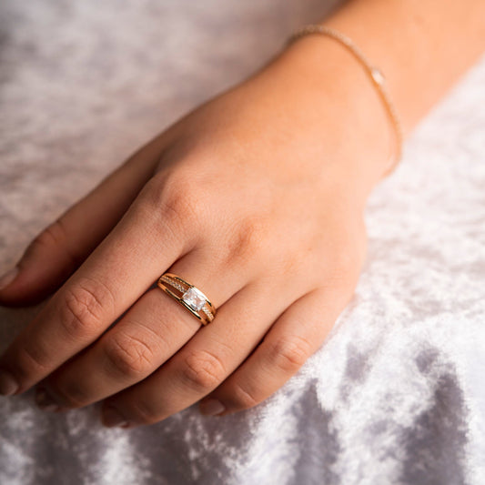 Roma ring i forgylt sølv med zirkonia 7,5 mm, bilde 2 av 2