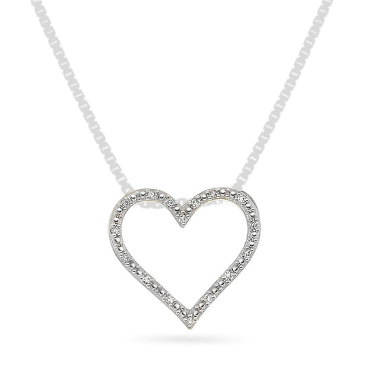 Anheng i rhodinert 14 karat gull med diamant 0,045 ct, bilde 1 av 3
