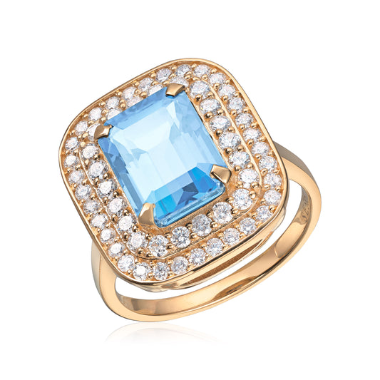 Ring Manhatten 0,84ct TWSI Akvamarin 14K gult gull Artikkelnr: 57398 - Bjerveur.noRing Manhatten 0,84ct TWSI Akvamarin 14K gult gull Artikkelnr: 57398