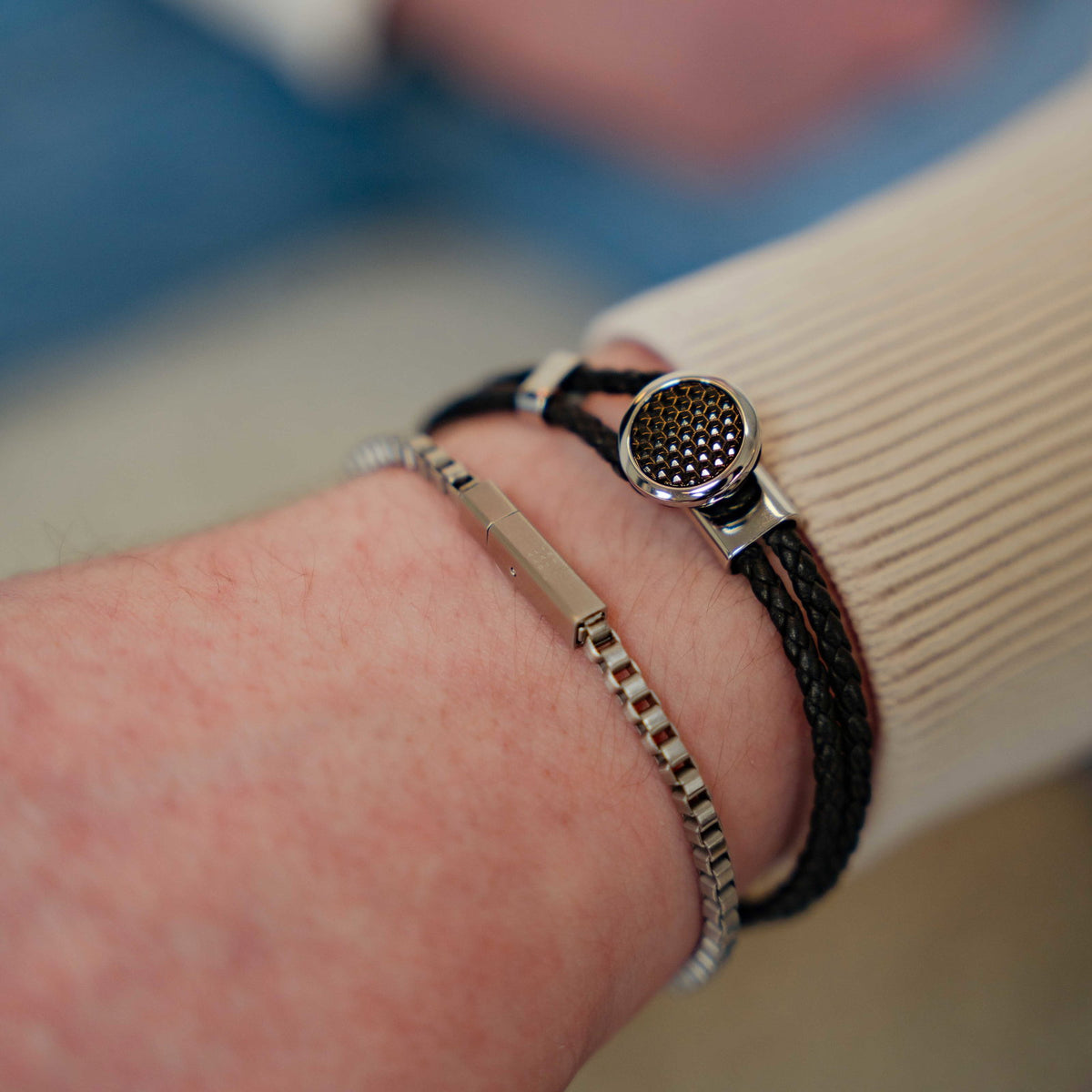 Armbånd i børstet stål 4,5 mm, 22 cm, bilde 3 av 5