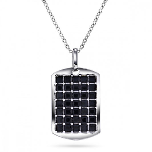 Anheng i sølv med sort zirkonia, armytag 23 mm, bilde 1 av 2