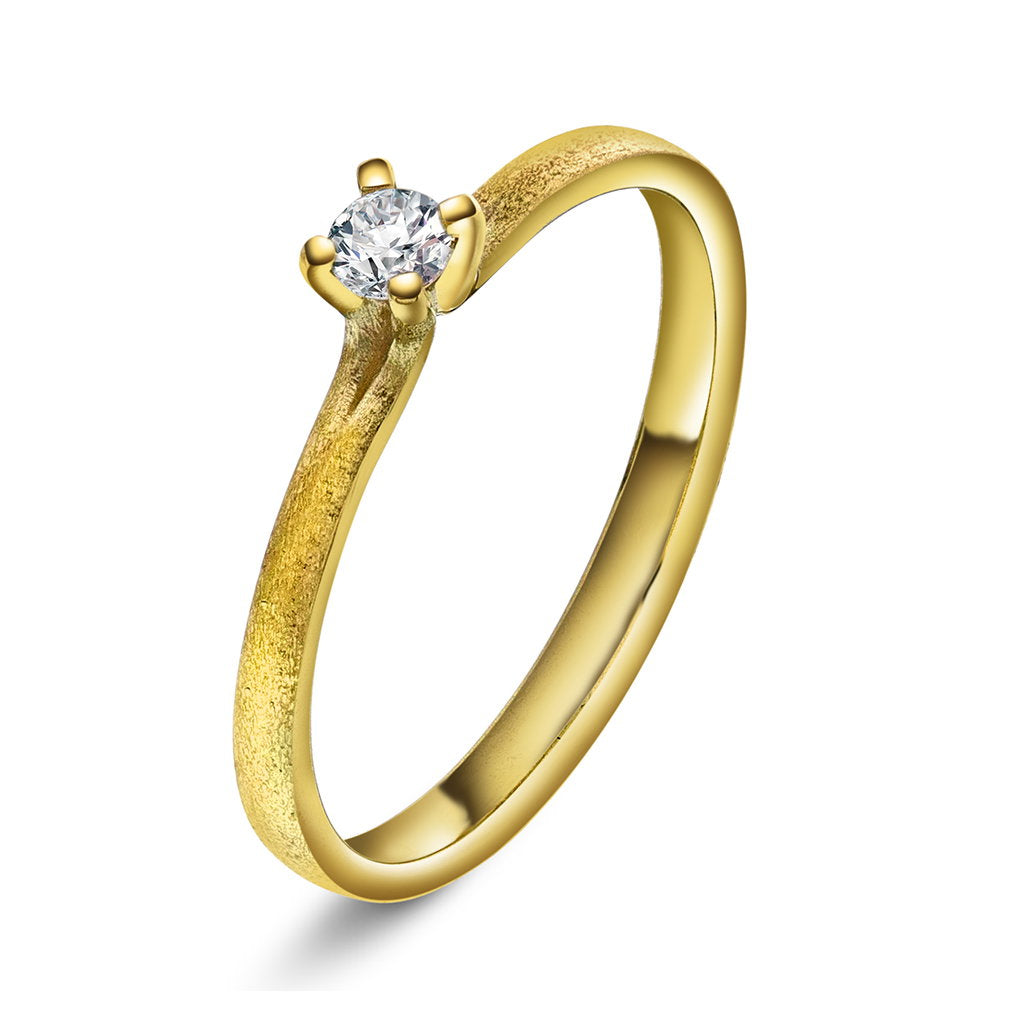 Polaris ring i 14 karat gult gull med diamant 0,10 ct