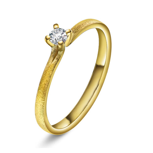 Polaris ring i 14 karat gult gull med diamant 0,10 ct