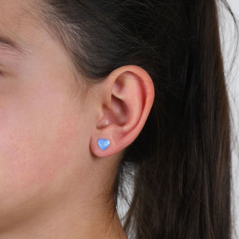 Øredobber i 925 sølv med glassemalje, hjerte 8 mm, bilde 12 av 24