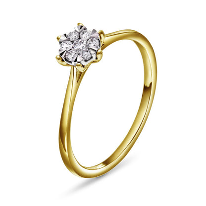 Illusjon ring i gult gull med diamanter 0,15 ct, bilde 1 av 3