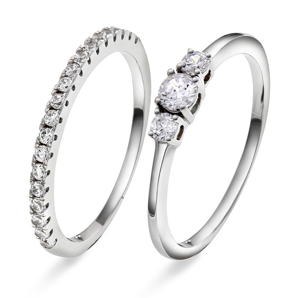 Ring i 925 sølv med zirkonia, 2-i-1, bredde 5 mm, bilde 4 av 6