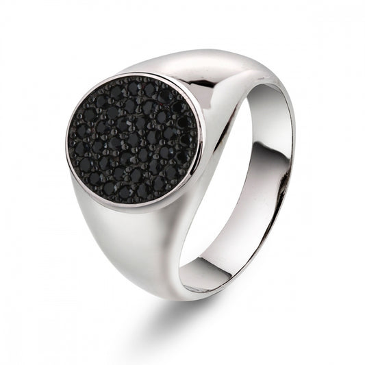 64532 - Ring i sølv med sort cz.