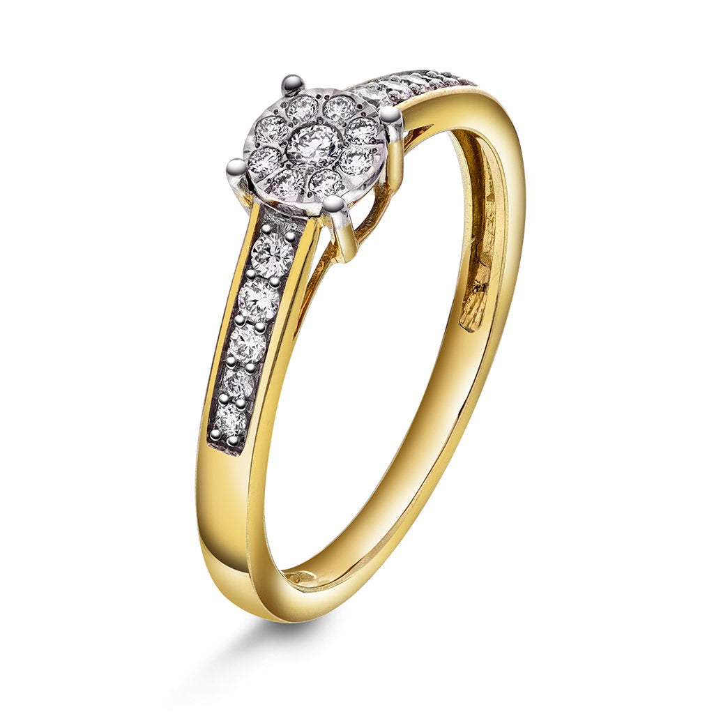 Ring i 585 gult gull med diamanter 0,20 ct, bilde 1 av 3