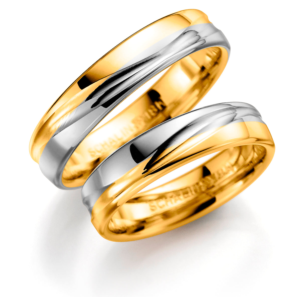 Ring i 585 tofarget gull, høyde 1,6 mm, bilde 2 av 4