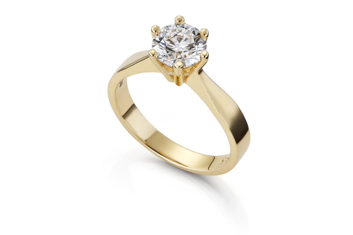 Svolder ring i 585 gull med diamant 0,9 ct, GTW/SI, bilde 1 av 2