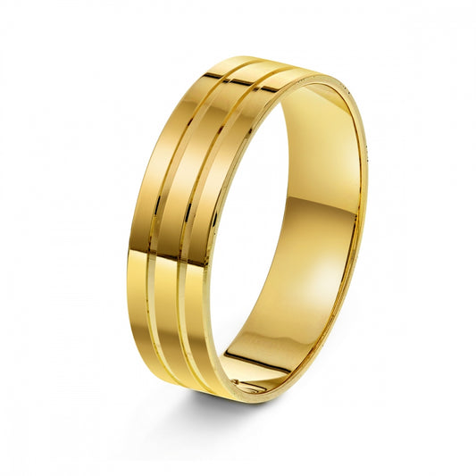 51050 - Ring i gult gull med blanke striper