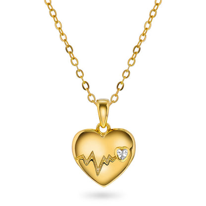Hjertebank smykke i forgylt sølv med zirkonia, bilde 1 av 3