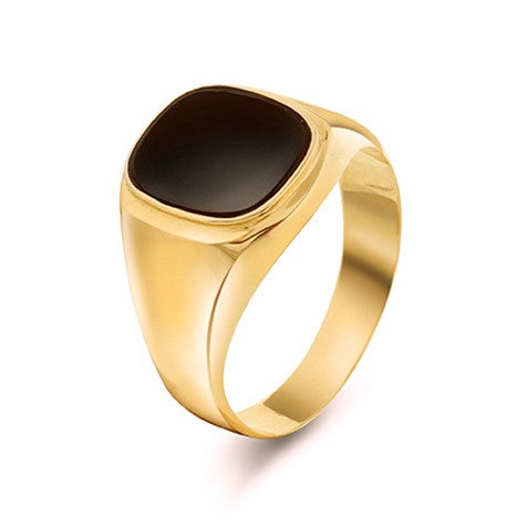 51034 - Ring KVADRAT onyx gult gull