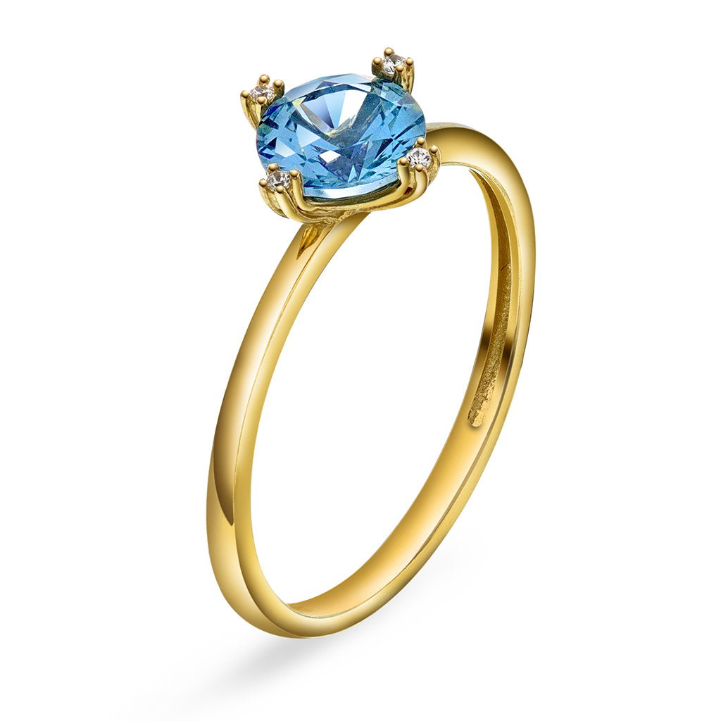 Ring i 14 karat gult gull med zirkonia 8 x 8 mm, bilde 1 av 3