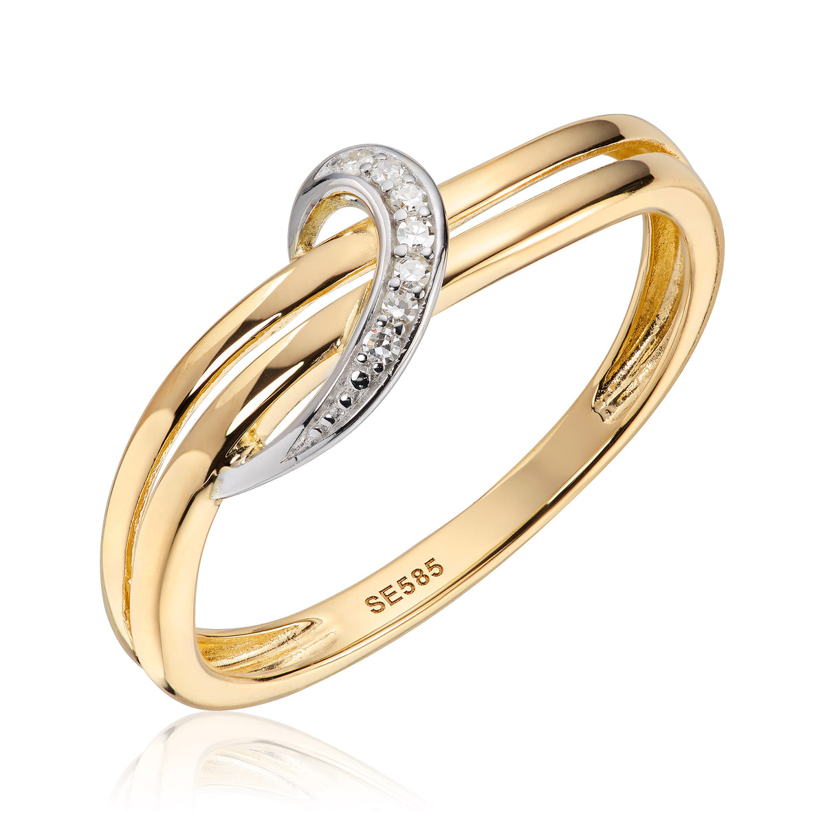 Carmen ring i rhodinert 585 tofarget gull med diamant 6,2 mm