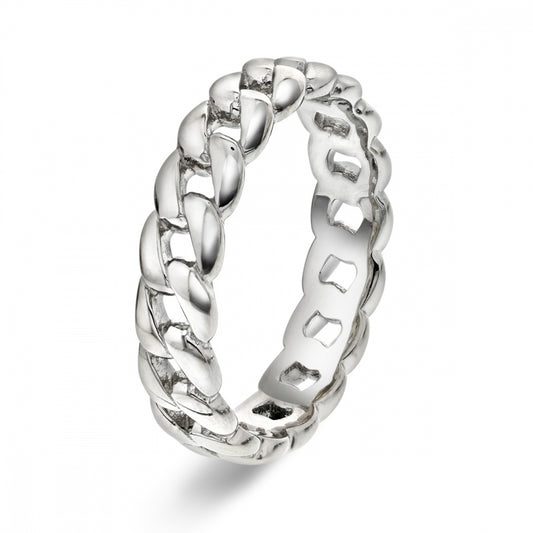 Ring i rhodinert sølv, panserdesign 6 mm, bilde 1 av 2
