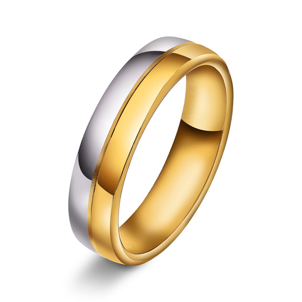 Forever giftering i rhodinert tofarget gull, innvendig buet, bilde 3 av 4