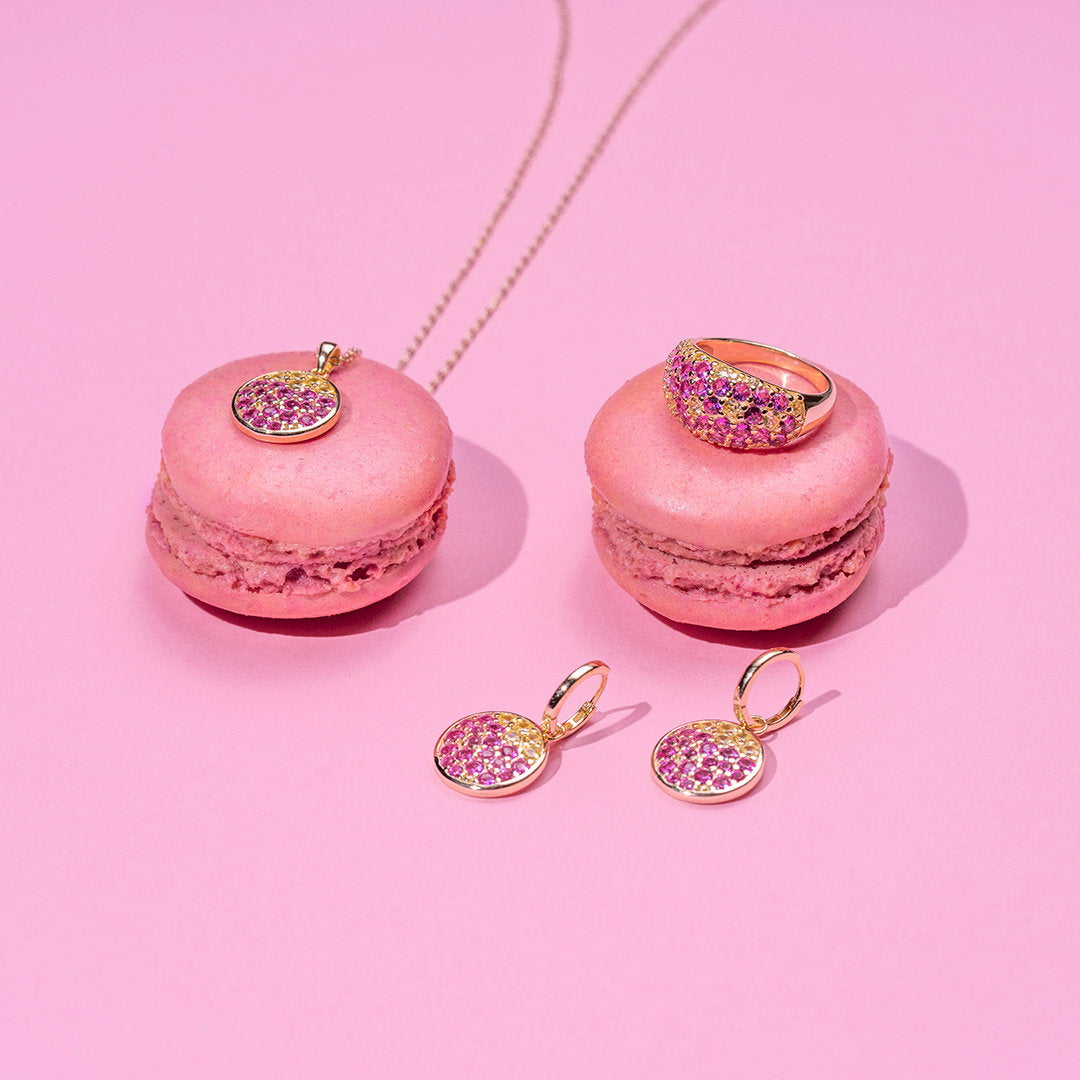 Shine ring i forgylt sølv med rosa zirkonia, bilde 4 av 4