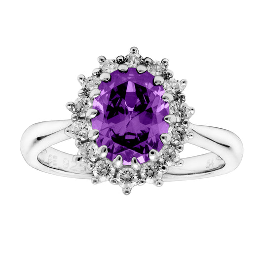 Ring i 925 sølv med zirkonia, høyde 0,5 cm
