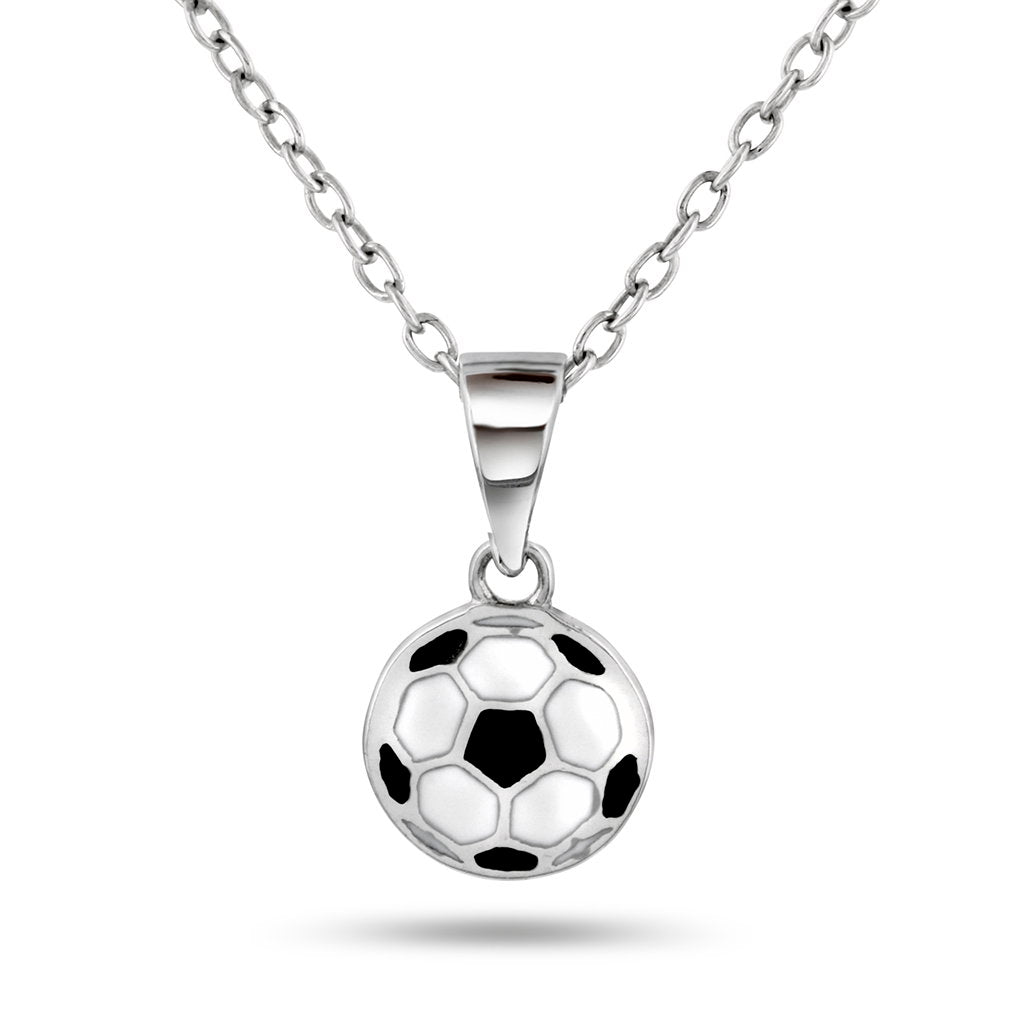 Smykke i 925 sølv med sort og hvit fotball, 38 cm, bilde 1 av 2