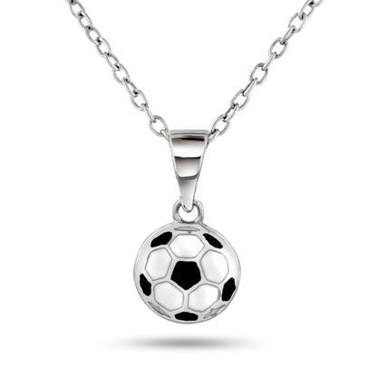 Smykke i 925 sølv med sort og hvit fotball, 38 cm, bilde 1 av 2